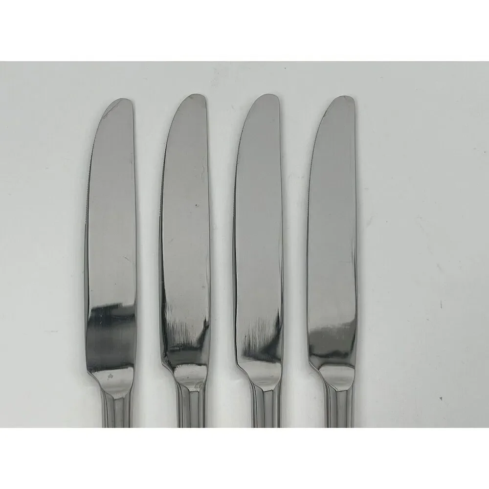 Oneida Stainless Dinner Knife 9 1/2” VOSS Glossy Concave Handle Set Of 4